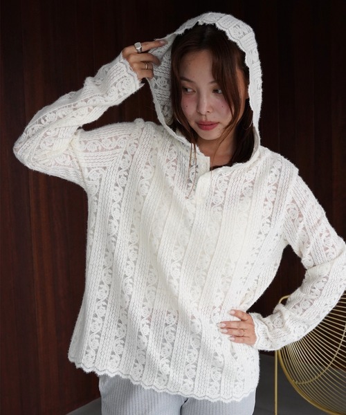 SANSeLF(サンセルフ)の「【SANSeLF】フロントボタンフードレーストップス saw25a069(その他トップス・レディース・ホワイト・FREE)」の20枚目の写真