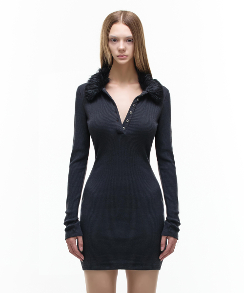 Op. 07 LITTLE J FAUX MINI DRESS BLACK