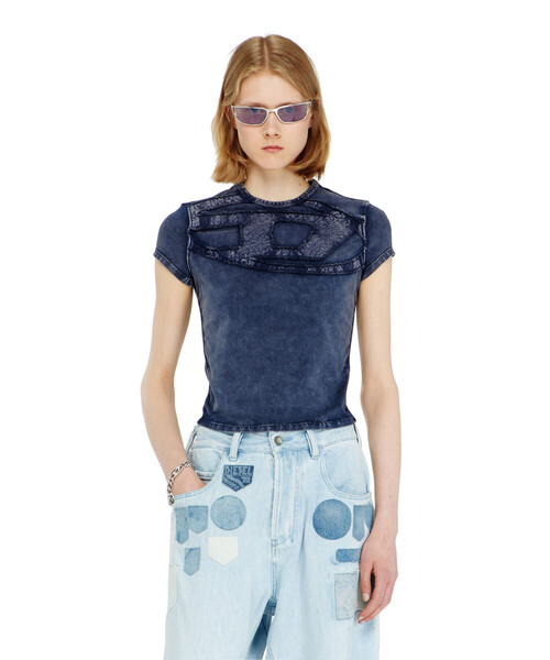 DIESEL（ディーゼル）の「ウィメンズ 半袖トップ T-MELY-CUP（Tシャツ/カットソー・レディース・ブラック系その他/インディゴブルー・X-LARGE/SMALL/MEDIUM/LARGE）」の9枚目の写真