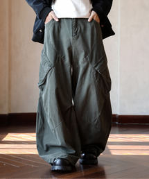 EFFECTION（エフェクション）の「【neos】フレアカーゴパンツ バルーンシルエット デザイン 立体 ドレープ ワーク ワイドパンツ（カーゴパンツ）」