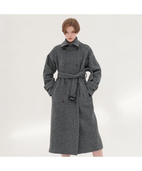 ACUD(アクド)の「Herringbone Trench Wool Coat _Grey(チェスターコート・レディース・グレー・FREE)」の1枚目の写真