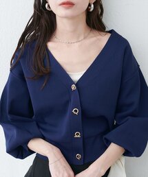 プチプラハトメバー釦カーデ