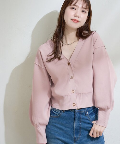 natural couture（ナチュラルクチュール）の「プチプラハトメバー釦カーデ（カーディガン/ボレロ・レディース・チャコールグレー/アイボリー/グレイッシュベージュ/ブラック/ミント/ネイビー/ピンク/ライトグレー/レッド・FREE）」の8枚目の写真