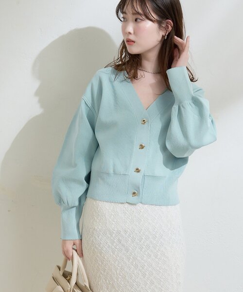 natural couture（ナチュラルクチュール）の「プチプラハトメバー釦カーデ（カーディガン/ボレロ・レディース・チャコールグレー/アイボリー/グレイッシュベージュ/ブラック/ミント/ネイビー/ピンク/ライトグレー/レッド・FREE）」の6枚目の写真