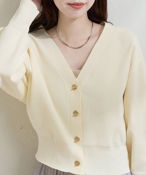 natural couture（ナチュラルクチュール）の「プチプラハトメバー釦カーデ（カーディガン/ボレロ・レディース・チャコールグレー/アイボリー/グレイッシュベージュ/ブラック/ミント/ネイビー/ピンク/ライトグレー/レッド・FREE）」の22枚目の写真