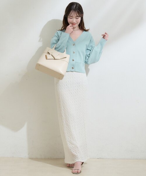 natural couture（ナチュラルクチュール）の「プチプラハトメバー釦カーデ（カーディガン/ボレロ・レディース・チャコールグレー/アイボリー/グレイッシュベージュ/ブラック/ミント/ネイビー/ピンク/ライトグレー/レッド・FREE）」の13枚目の写真