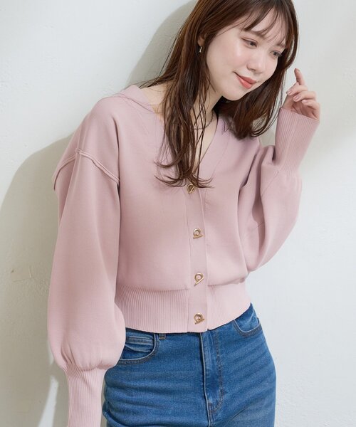 natural couture（ナチュラルクチュール）の「プチプラハトメバー釦カーデ（カーディガン/ボレロ・レディース・チャコールグレー/アイボリー/グレイッシュベージュ/ブラック/ミント/ネイビー/ピンク/ライトグレー/レッド・FREE）」の15枚目の写真