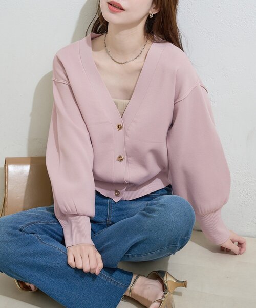 natural couture（ナチュラルクチュール）の「プチプラハトメバー釦カーデ（カーディガン/ボレロ・レディース・チャコールグレー/アイボリー/グレイッシュベージュ/ブラック/ミント/ネイビー/ピンク/ライトグレー/レッド・FREE）」の16枚目の写真