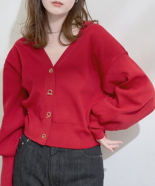 natural couture（ナチュラルクチュール）の「プチプラハトメバー釦カーデ（カーディガン/ボレロ・レディース・チャコールグレー/アイボリー/グレイッシュベージュ/ブラック/ミント/ネイビー/ピンク/ライトグレー/レッド・FREE）」の18枚目の写真