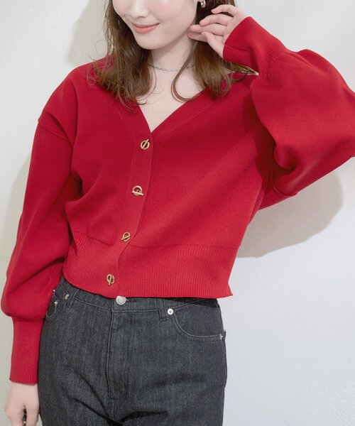 natural couture（ナチュラルクチュール）の「プチプラハトメバー釦カーデ（カーディガン/ボレロ・レディース・チャコールグレー/アイボリー/グレイッシュベージュ/ブラック/ミント/ネイビー/ピンク/ライトグレー/レッド・FREE）」の19枚目の写真