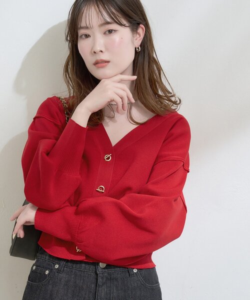 natural couture（ナチュラルクチュール）の「プチプラハトメバー釦カーデ（カーディガン/ボレロ・レディース・チャコールグレー/アイボリー/グレイッシュベージュ/ブラック/ミント/ネイビー/ピンク/ライトグレー/レッド・FREE）」の20枚目の写真