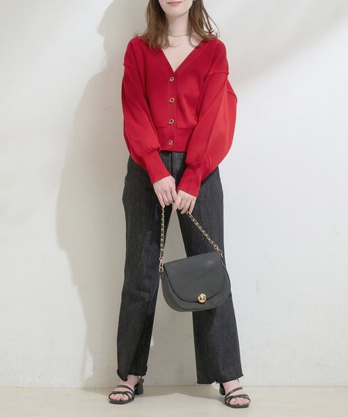 natural couture（ナチュラルクチュール）の「プチプラハトメバー釦カーデ（カーディガン/ボレロ・レディース・チャコールグレー/アイボリー/グレイッシュベージュ/ブラック/ミント/ネイビー/ピンク/ライトグレー/レッド・FREE）」の21枚目の写真