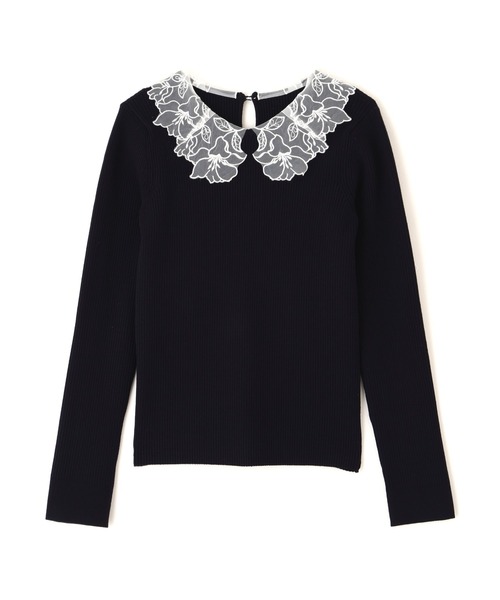 JILL by JILL STUART(ジルバイジルスチュアート)の「レース襟コンパクトリブニット(ニット/セーター・レディース・ネイビー/ブラック/ホワイト・FREE)」の8枚目の写真
