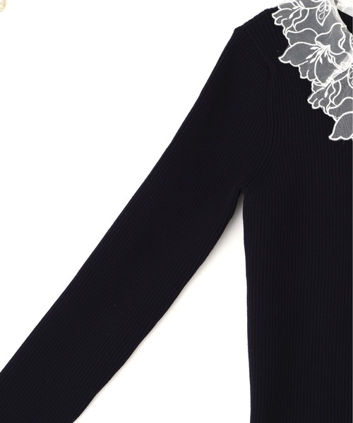 JILL by JILL STUART(ジルバイジルスチュアート)の「レース襟コンパクトリブニット(ニット/セーター・レディース・ネイビー/ブラック/ホワイト・FREE)」の10枚目の写真