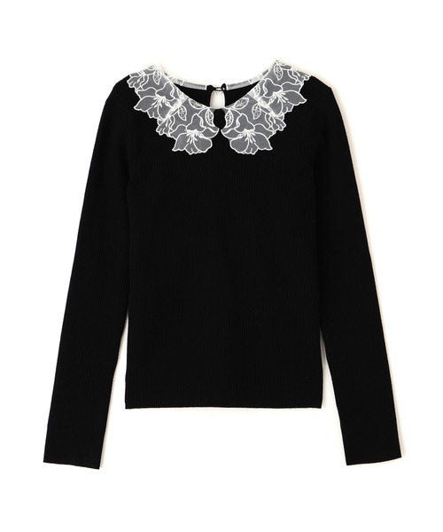 JILL by JILL STUART(ジルバイジルスチュアート)の「レース襟コンパクトリブニット(ニット/セーター・レディース・ネイビー/ブラック/ホワイト・FREE)」の6枚目の写真