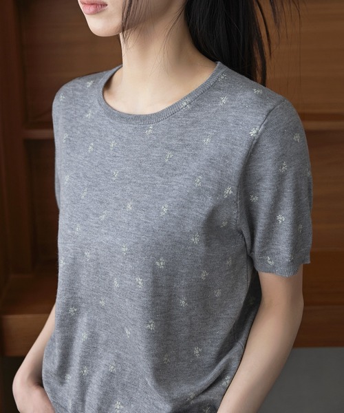 UNE MANSION(ユヌマンション)の「花柄ラブリーシュシュ&フラワーサマー半袖ニットSET(Tシャツ/カットソー・レディース・ネイビー/ホワイト/レッド/グレー/クリーム/スカイブルー・FREE)」の21枚目の写真