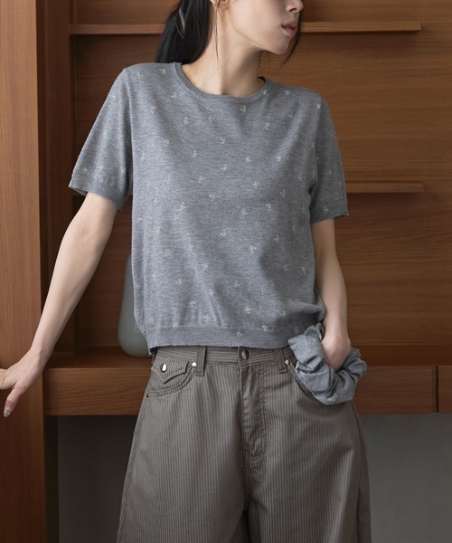 UNE MANSION(ユヌマンション)の「花柄ラブリーシュシュ&フラワーサマー半袖ニットSET(Tシャツ/カットソー・レディース・ネイビー/ホワイト/レッド/グレー/クリーム/スカイブルー・FREE)」の22枚目の写真