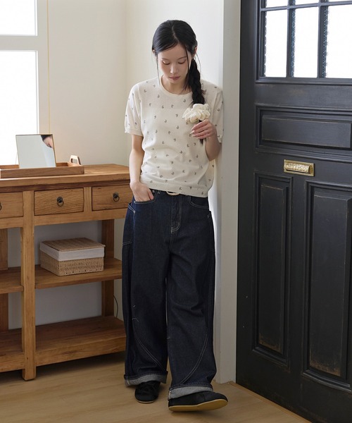 UNE MANSION(ユヌマンション)の「花柄ラブリーシュシュ&フラワーサマー半袖ニットSET(Tシャツ/カットソー・レディース・ネイビー/ホワイト/レッド/グレー/クリーム/スカイブルー・FREE)」の13枚目の写真