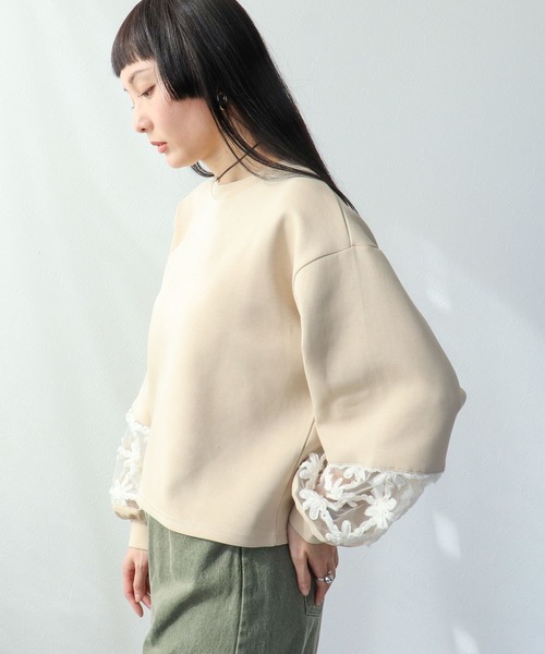 Three Four Time（ｽﾘｰﾌｫｰﾀｲﾑ）の「立体レース切替プルオーバー（Tシャツ/カットソー・レディース・オフホワイト/ベージュ・FREE）」の8枚目の写真