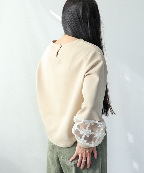 Three Four Time（ｽﾘｰﾌｫｰﾀｲﾑ）の「立体レース切替プルオーバー（Tシャツ/カットソー・レディース・オフホワイト/ベージュ・FREE）」の9枚目の写真