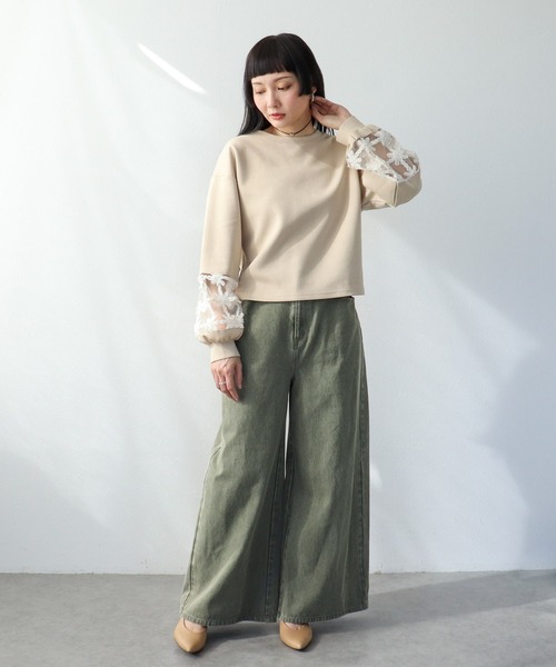 Three Four Time（ｽﾘｰﾌｫｰﾀｲﾑ）の「立体レース切替プルオーバー（Tシャツ/カットソー・レディース・オフホワイト/ベージュ・FREE）」の12枚目の写真