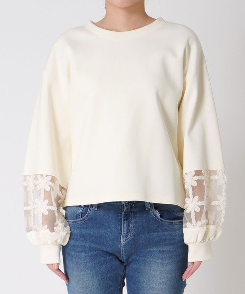 Three Four Time（ｽﾘｰﾌｫｰﾀｲﾑ）の「立体レース切替プルオーバー（Tシャツ/カットソー・レディース・オフホワイト/ベージュ・FREE）」の14枚目の写真