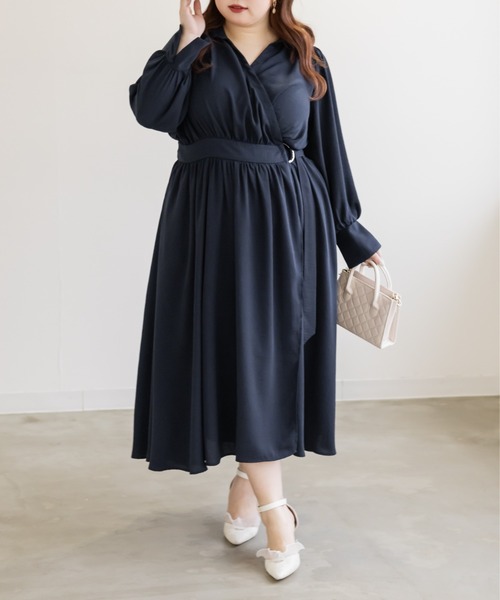 CLETTE(クレット)の「CLETTEオリジナルカシュクールラップシャツワンピース(ワンピース・レディース・ネイビー/ブルー/ピンク・4L/3L/LL)」の6枚目の写真