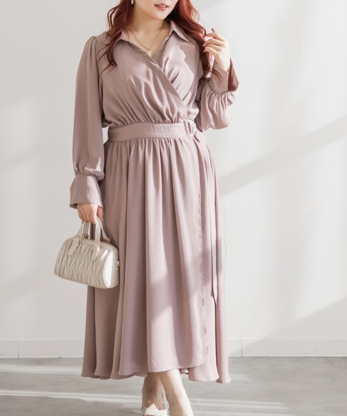 CLETTE(クレット)の「CLETTEオリジナルカシュクールラップシャツワンピース(ワンピース・レディース・ネイビー/ブルー/ピンク・4L/3L/LL)」の10枚目の写真