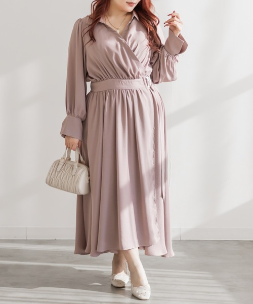 CLETTE(クレット)の「CLETTEオリジナルカシュクールラップシャツワンピース(ワンピース・レディース・ネイビー/ブルー/ピンク・4L/3L/LL)」の11枚目の写真