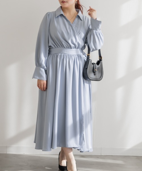 CLETTE(クレット)の「CLETTEオリジナルカシュクールラップシャツワンピース(ワンピース・レディース・ネイビー/ブルー/ピンク・4L/3L/LL)」の7枚目の写真