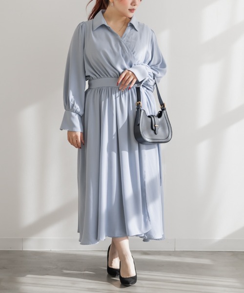 CLETTE(クレット)の「CLETTEオリジナルカシュクールラップシャツワンピース(ワンピース・レディース・ネイビー/ブルー/ピンク・4L/3L/LL)」の8枚目の写真