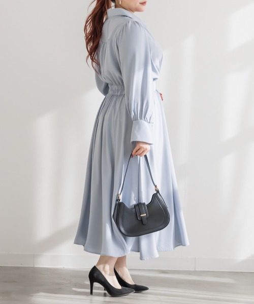 CLETTE(クレット)の「CLETTEオリジナルカシュクールラップシャツワンピース(ワンピース・レディース・ネイビー/ブルー/ピンク・4L/3L/LL)」の9枚目の写真