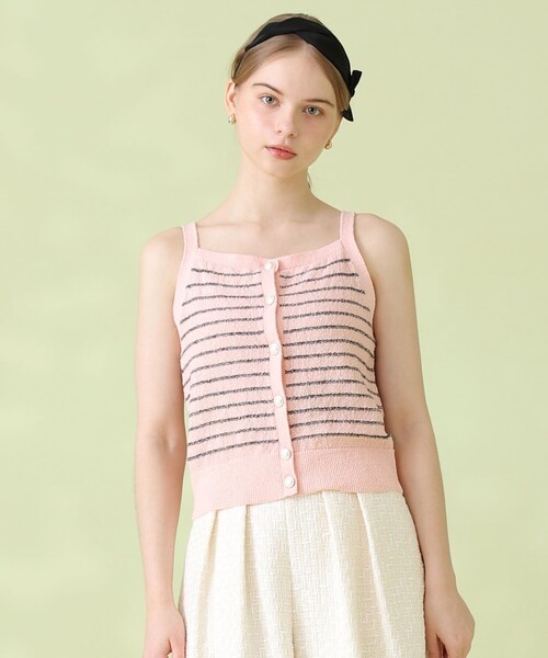 ANAYI(アナイ)の「パウダーボーダーキャミプルオーバー(ニット/セーター・レディース・ブラック/ライトピンク/ブルー/オフホワイト・38/36)」の4枚目の写真