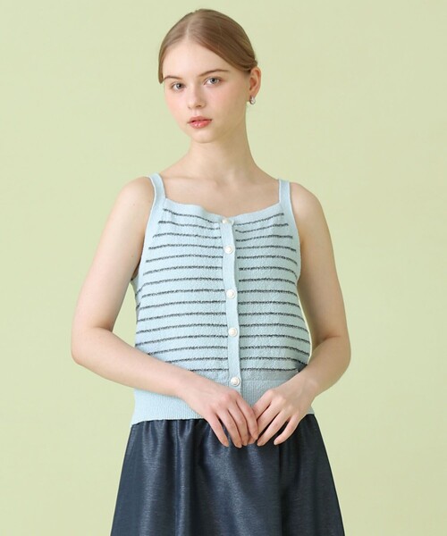 ANAYI(アナイ)の「パウダーボーダーキャミプルオーバー(ニット/セーター・レディース・ブラック/ライトピンク/ブルー/オフホワイト・38/36)」の3枚目の写真