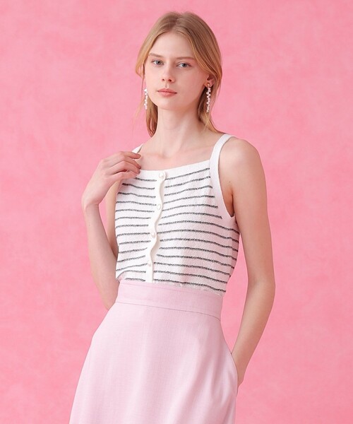 ANAYI(アナイ)の「パウダーボーダーキャミプルオーバー(ニット/セーター・レディース・ブラック/ライトピンク/ブルー/オフホワイト・38/36)」の8枚目の写真