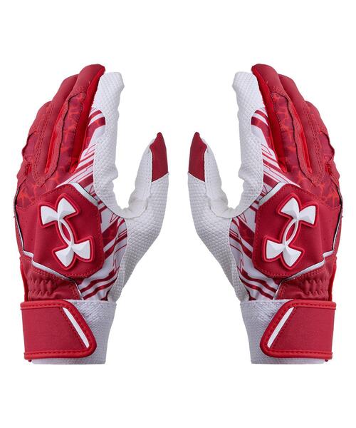 UNDER ARMOUR(アンダーアーマー)の「UAクリーンアップ バッティンググローブ(ベースボール/キッズ)(手袋・キッズ・レッド・150cm/140cm)」の1枚目の写真