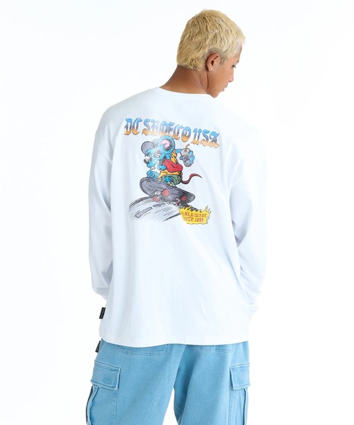 DC SHOES(ディーシーシューズ)の「DC SHOES メンズ 26 SPRINT RAT LS ロンT 長袖Tシャツ【2026年春夏モデル】/DCヴィンテージライク長袖バックプリントロンT(Tシャツ/カットソー・メンズ・ブラック/ホワイト/ブラック系その他・LARGE/SMALL/MEDIUM/X-LARGE)」の1枚目の写真