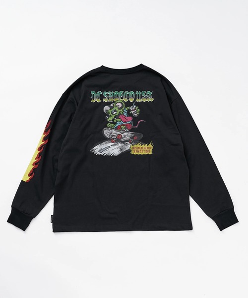 DC SHOES(ディーシーシューズ)の「DC SHOES メンズ 26 SPRINT RAT LS ロンT 長袖Tシャツ【2026年春夏モデル】/DCヴィンテージライク長袖バックプリントロンT(Tシャツ/カットソー・メンズ・ブラック/ホワイト/ブラック系その他・LARGE/SMALL/MEDIUM/X-LARGE)」の2枚目の写真