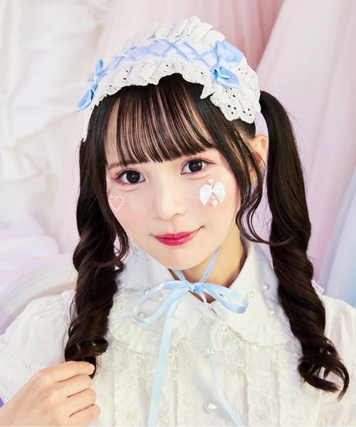BODYLINE(ボディライン)の「カットレースのレースアップリボンヘッドドレス(その他ヘアアクセサリー・レディース・ピンク/ブラック×ホワイト/オフホワイト/ブラック×ブラック/サックスブルー/ブラック×レッド・FREE)」の5枚目の写真