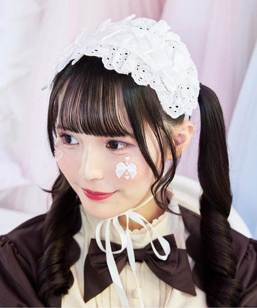 BODYLINE(ボディライン)の「カットレースのレースアップリボンヘッドドレス(その他ヘアアクセサリー・レディース・ピンク/ブラック×ホワイト/オフホワイト/ブラック×ブラック/サックスブルー/ブラック×レッド・FREE)」の7枚目の写真