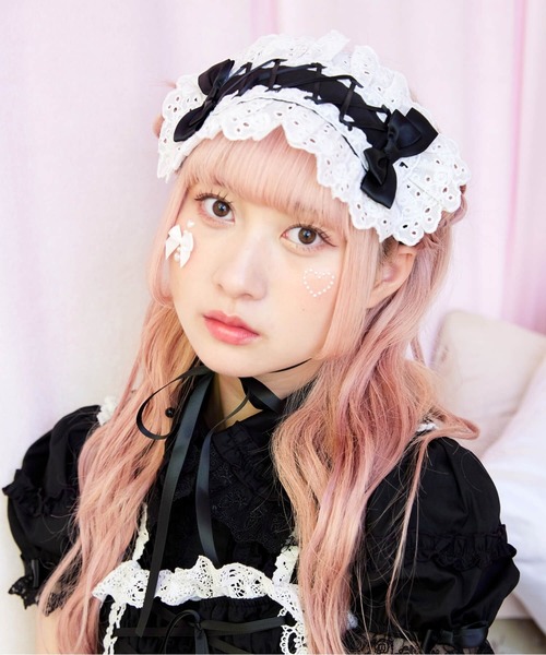 BODYLINE(ボディライン)の「カットレースのレースアップリボンヘッドドレス(その他ヘアアクセサリー・レディース・ピンク/ブラック×ホワイト/オフホワイト/ブラック×ブラック/サックスブルー/ブラック×レッド・FREE)」の10枚目の写真
