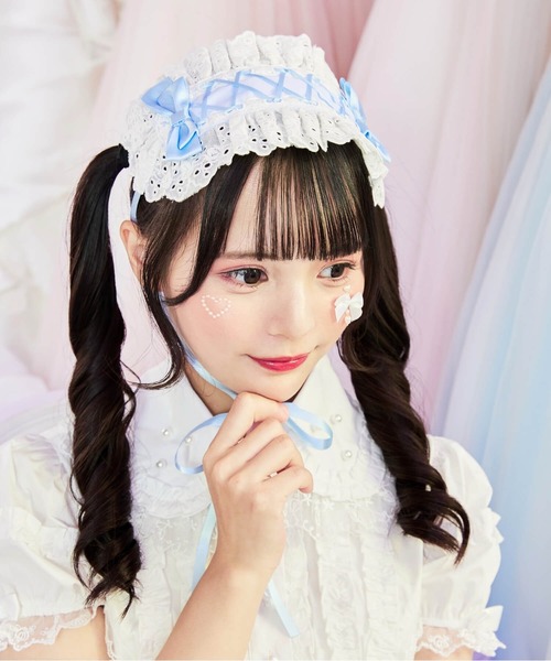 BODYLINE(ボディライン)の「カットレースのレースアップリボンヘッドドレス(その他ヘアアクセサリー・レディース・ピンク/ブラック×ホワイト/オフホワイト/ブラック×ブラック/サックスブルー/ブラック×レッド・FREE)」の19枚目の写真