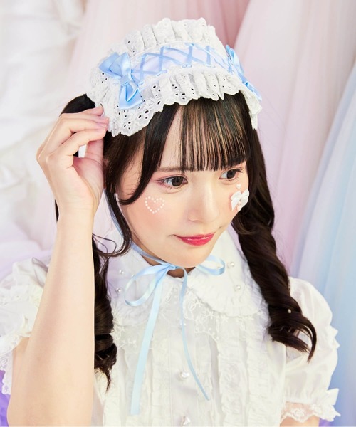 BODYLINE(ボディライン)の「カットレースのレースアップリボンヘッドドレス(その他ヘアアクセサリー・レディース・ピンク/ブラック×ホワイト/オフホワイト/ブラック×ブラック/サックスブルー/ブラック×レッド・FREE)」の20枚目の写真