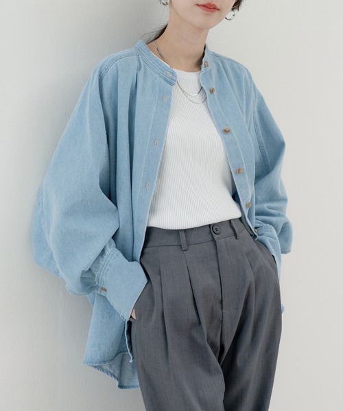 refinedworks（リファインドワークス）の「【refinedworks】コクーン型 が目を惹く デニムシャツチュニック（シャツ/ブラウス・レディース・グレー/ブルー/サックスブルー・FREE）」の22枚目の写真