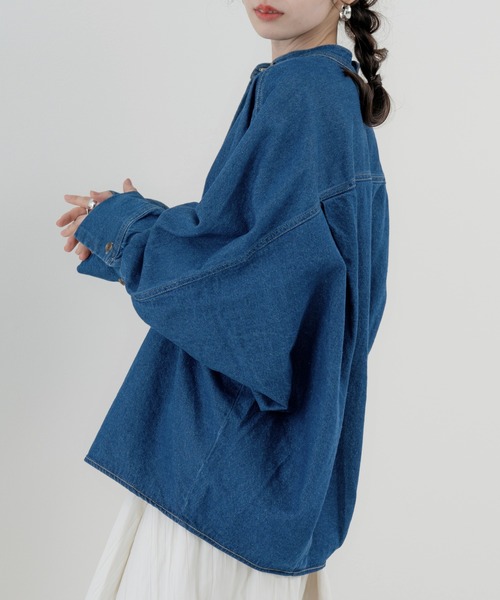 refinedworks（リファインドワークス）の「【refinedworks】コクーン型 が目を惹く デニムシャツチュニック（シャツ/ブラウス・レディース・グレー/ブルー/サックスブルー・FREE）」の16枚目の写真