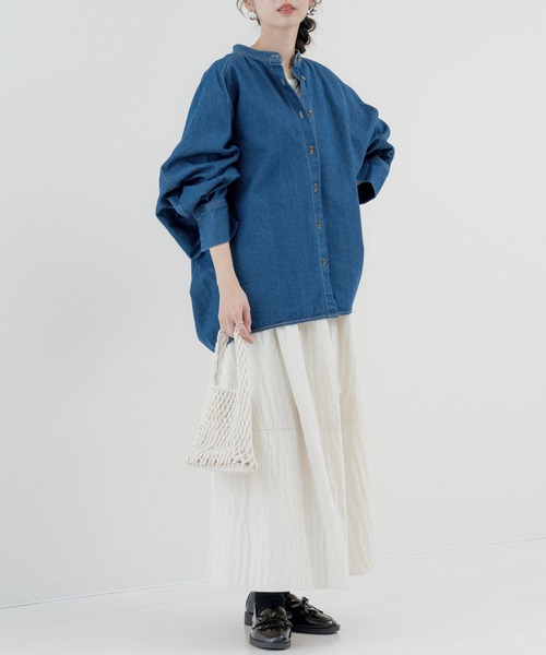 refinedworks（リファインドワークス）の「【refinedworks】コクーン型 が目を惹く デニムシャツチュニック（シャツ/ブラウス・レディース・グレー/ブルー/サックスブルー・FREE）」の19枚目の写真