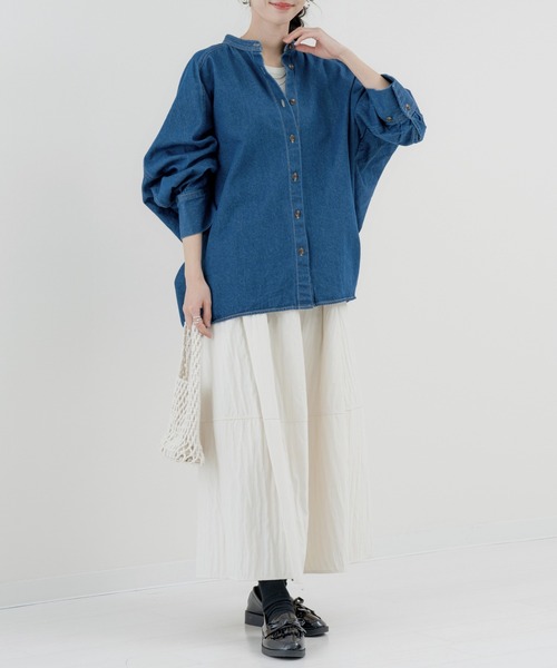 refinedworks（リファインドワークス）の「【refinedworks】コクーン型 が目を惹く デニムシャツチュニック（シャツ/ブラウス・レディース・グレー/ブルー/サックスブルー・FREE）」の21枚目の写真