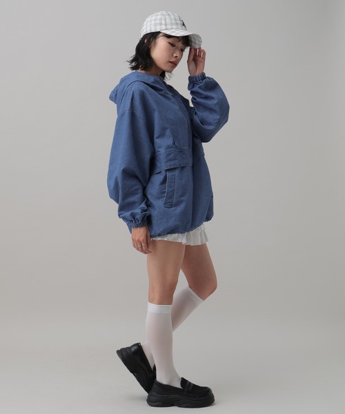 ALAND（エーランド）の「【UNISEX】ALAND／デニムアノラックパーカー（パーカー・レディース・ブラック/ブルー・MEDIUM/LARGE）」の9枚目の写真