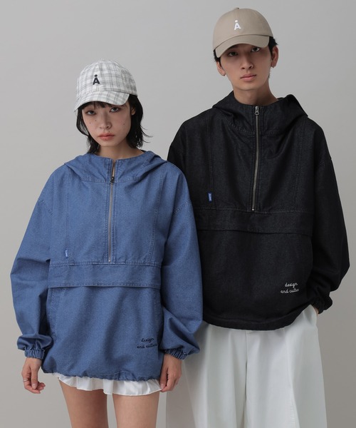 ALAND（エーランド）の「【UNISEX】ALAND／デニムアノラックパーカー（パーカー・レディース・ブラック/ブルー・MEDIUM/LARGE）」の5枚目の写真