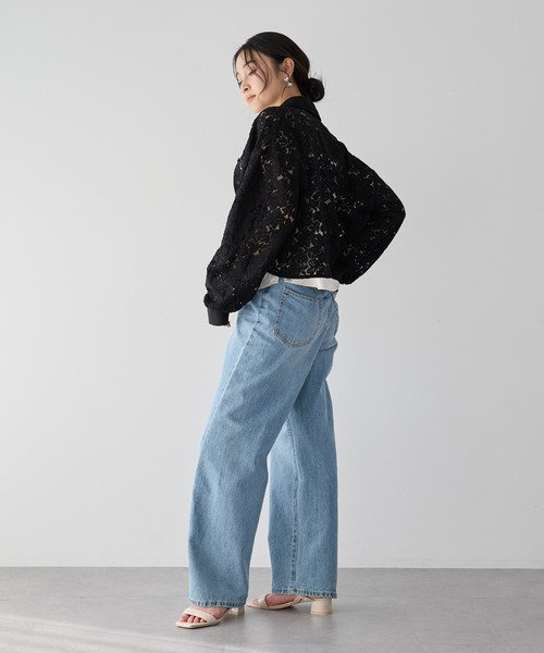 Editt by YECCA VECCA(エディットバイイェッカヴェッカ)の「【2点SET】キャミレイヤードレースシャツ(シャツ/ブラウス・レディース・オフホワイト/ブルー/ブラック・FREE)」の5枚目の写真